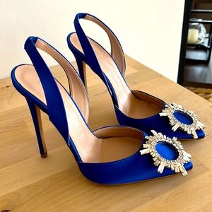 Italian Blue Slingback Heels